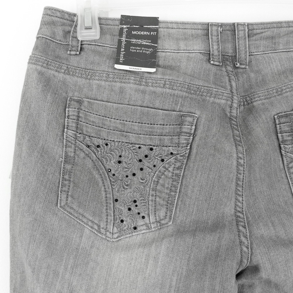 NEW Christopher & Banks Gray Denim Skimmer Capri Jeans Women's Size 10 Stretch - Picture 8 of 11